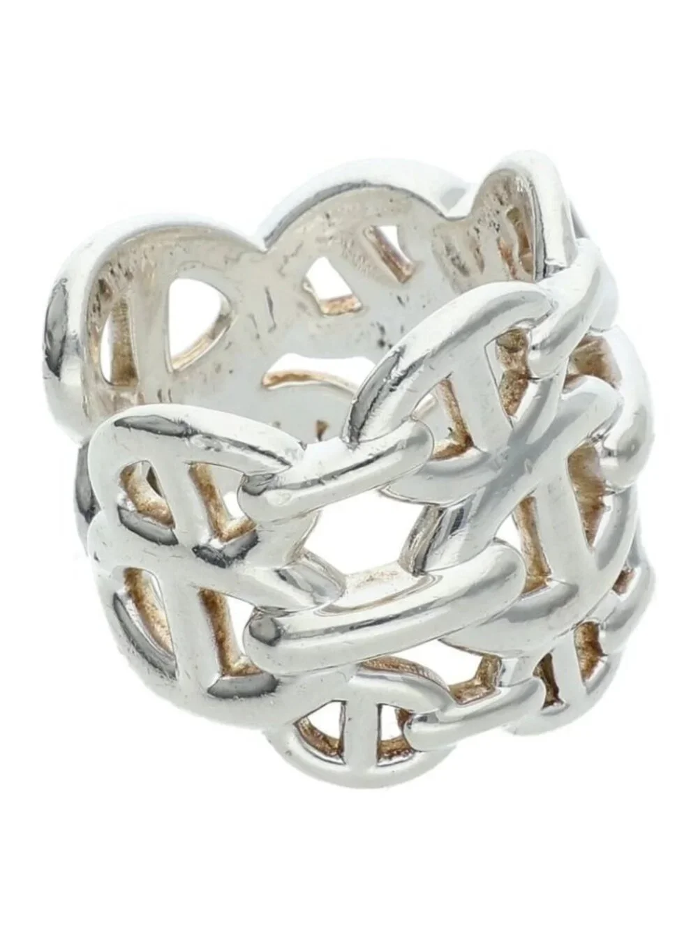 Hermes Chaine D'ancre Enchainee GM Silver Ring